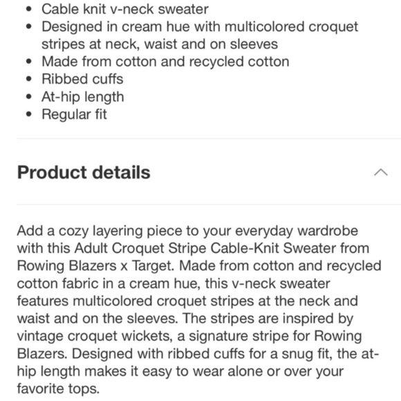 Adult Croquet Stripe Cable-Knit Sweater from Rowing Blazers × Target new - Picture 10 of 11